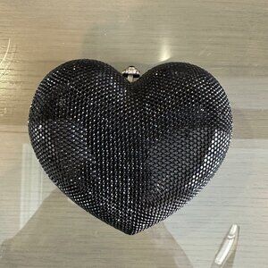 Katherine Baumann Crystal Embellished Black Heart Mini Bag